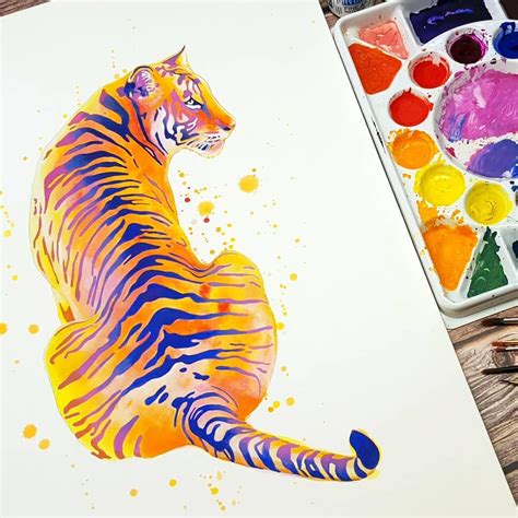 Bengal Tiger Watercolor By Samnagelart In 2020 Gouache Art Art