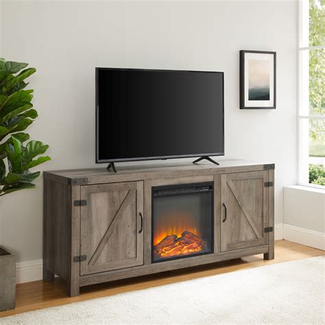 Woven Paths Modern Farmhouse Fireplace Tv Stand For Tvs Up To 65 Grey