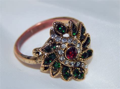 Antique Gold Ring With Precious Stones Stock Image Image Of Golden
