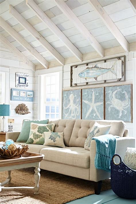 Coastal furniture & home décor tips. 45 Fabulous Beach Themed Living Room For Guests Feel More ...