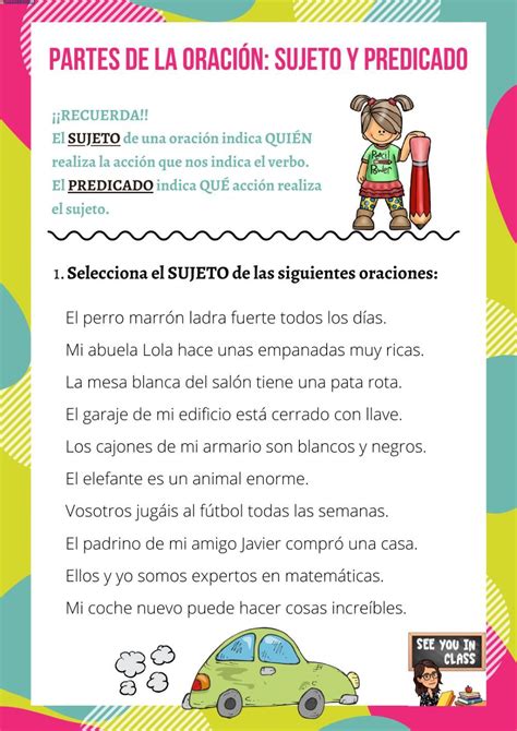 Sujeto Y Predicado Worksheet Artofit