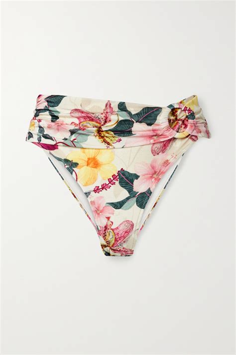 Patbo Hibiscus Floral Print Bikini Briefs White Wheretoget