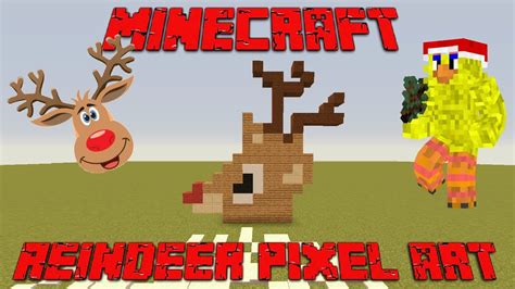 Minecraft Christmas Pixel Art Reindeer Pixel Art Youtube