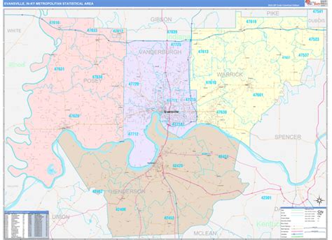 Wall Maps Of Evansville Metro Area Indiana