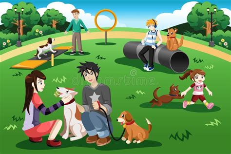 People In A Dog Park Stock Vector Illustration Of Activities 49960429