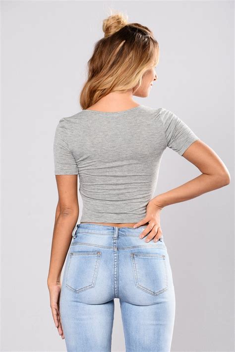 Kayla Crop Top Heather Grey With Images Perfect Jeans Tight Jeans Girls Tight Jeans