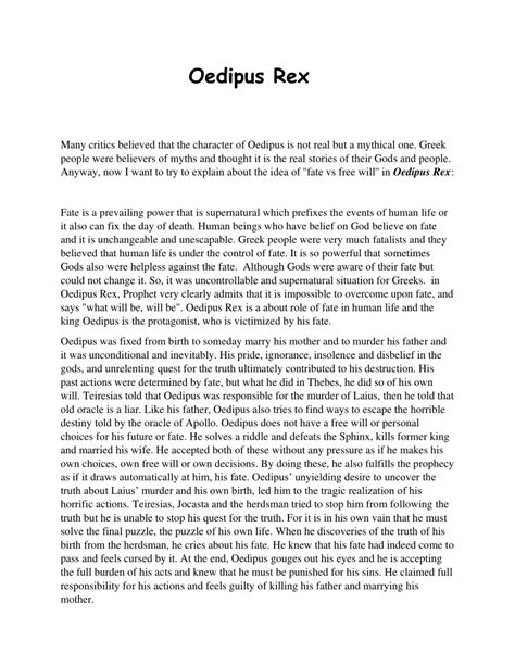 🏆 Oedipus Rex As A Tragedy Of Fate Oedipus Rex A Tragedy Of Fate Hubris And The Gods Free