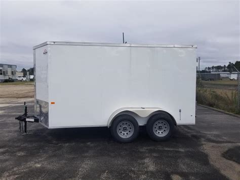 New 6x12 Barn Doors Tandem Axle Enclosed Cargo Trailer White