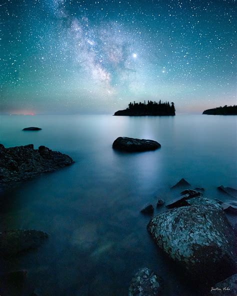Starry Night Over Superior Lake Superior North Shore Nature Wallpaper