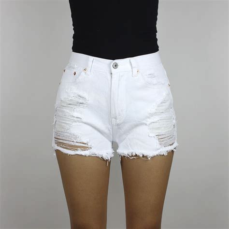 Julia Destroyed Shorts White Destroyed Shorts White Shorts Denim