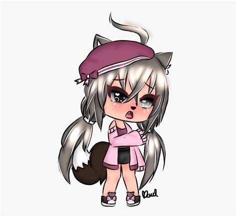 Cute Kawii Shy Pink Wolf Freetoedit Cute But Shy Anime Wolf Girl Transparent Cartoon Free