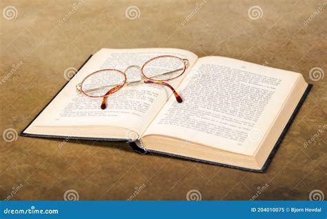 Open Book With Glasses Stock Image Image Of Study Hardback 204010075