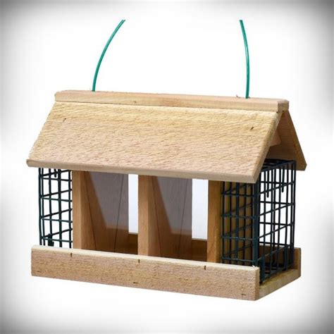 Double Option Cedar Hopper Feeder Wsuet Cages