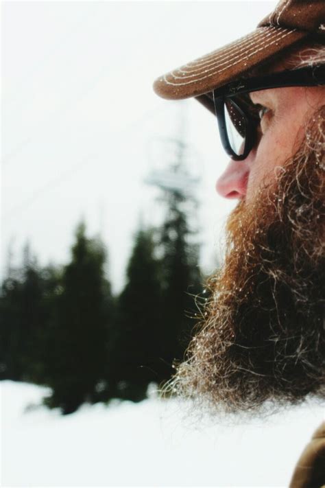 Bushy Beard In The Snow Snowy Winter Glasses Full Thick Beards Bearded Man Men Thick Beard