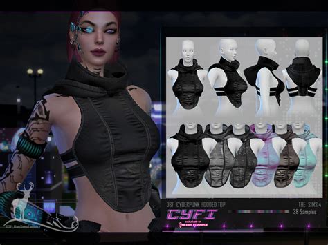 The Sims Resource Cyfi Cyberpunk Hooded Top In 2022 Sims 4 Mods