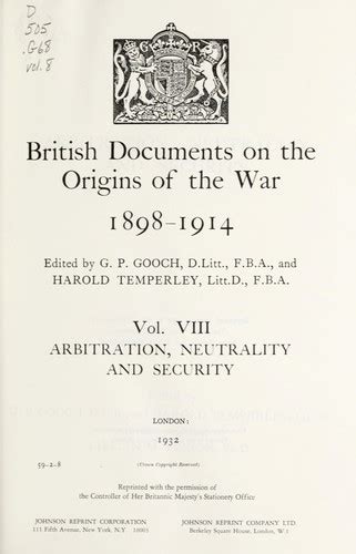 British Documents On The Origins Of The War 1898 1914 By Great Britain