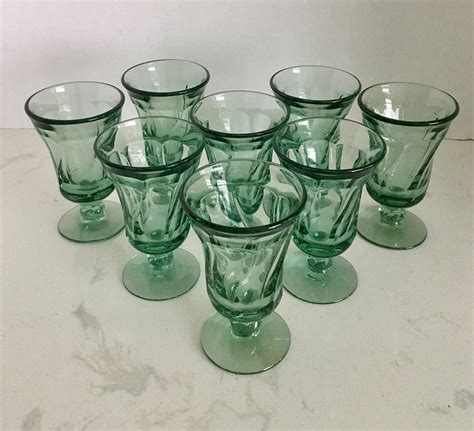 Fostoria Jamestown Green Footed Juice Glasses Set Of Four