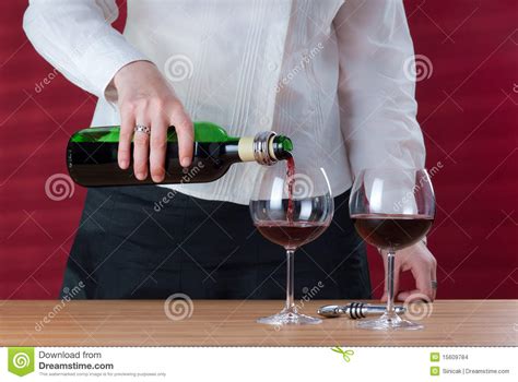 Waitress Pouring Red Wine Stock Photo Image Of Restaurant 15609784