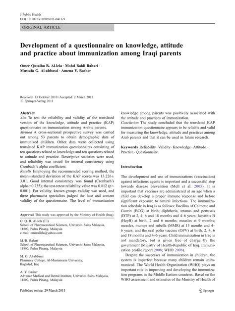 Sample Questionnaire For Knowledge Attitude And Practices Knowledgewalls