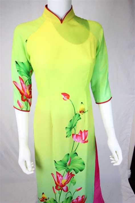 Light Green Ao Dai Lotus Flower New Year Set Hoa Sen Tet Ao Dai