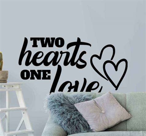 Two Hearts One Love Home Quote Wall Sticker Tenstickers