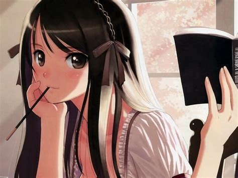 Girl Reading Book Anime Character Hd Wallpaper Preview