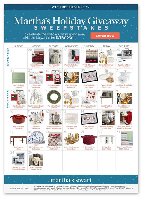 Martha Stewarts Holiday Giveaway Sweepstakes 36 Winners Ends Dec