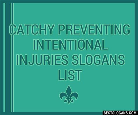 100 Catchy Preventing Intentional Injuries Slogans 2024 Generator