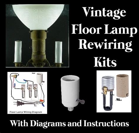 Vintage 3 Arm Floor Lamp Rewiring Kit