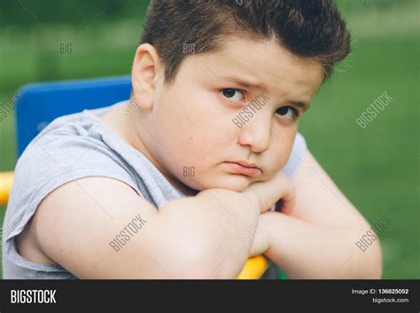 Sad Fat Boy Sitting On Image And Photo Free Trial Bigstock
