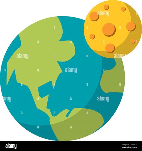 Moon Orbiting Earth Flat Icon Image Vector Illustration Stock Vector