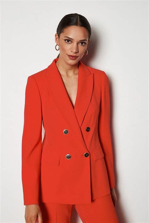 Tailored Double Breasted Jacket Karen Millen In 2021 Blazer Outfits