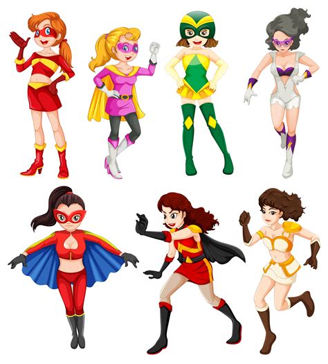 Seven Female Superheroes 362154 Vector Art At Vecteezy