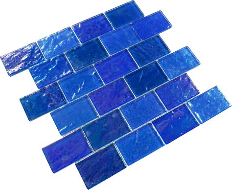 Light Blue Blend 2 X 3 Iridescent Glass Subway Pool Tile Gc64872b12