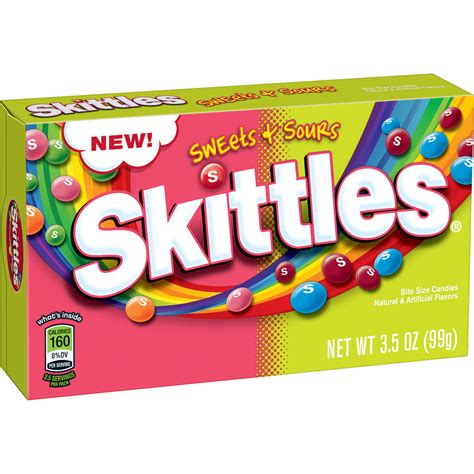 Skittles Sweet And Sours Bite Size Candy Theater Box 35 Ounce
