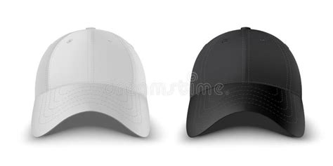 White And Black Baseball Cap Front View Realistic Vector Template