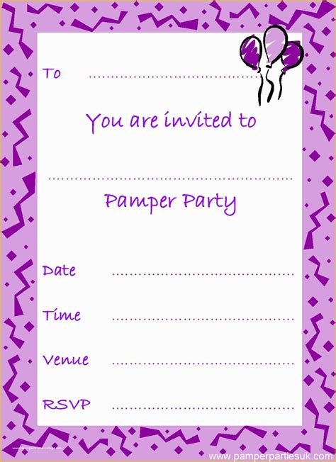 Blank Printable Birthday Invitations