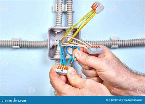 Electrical Junction Box In Installation Process Stock Image Image Of