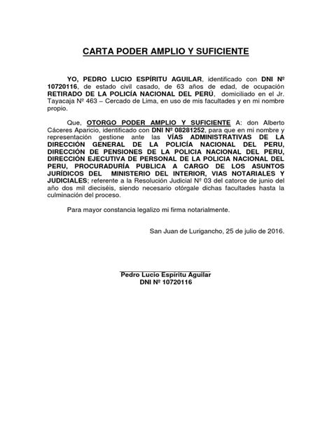 Carta Poder Especial Perú Gobierno
