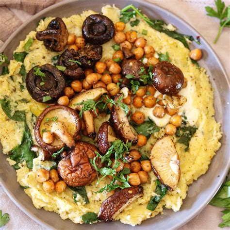 Finer grinds make a creamy,. Delicious Pesto Polenta With Thyme Roasted Mushrooms And ...
