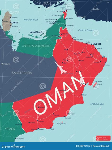Oman Country Detailed Editable Map Stock Vector Illustration Of Iran