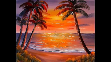 Easy Seascape Paintingbeach Oil Paintingocean Beach Paint Sunset