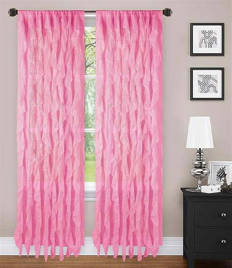 Sapphire Home 2 Cascade Curtain Panels Pink Ruffle 84 Curtain Panels