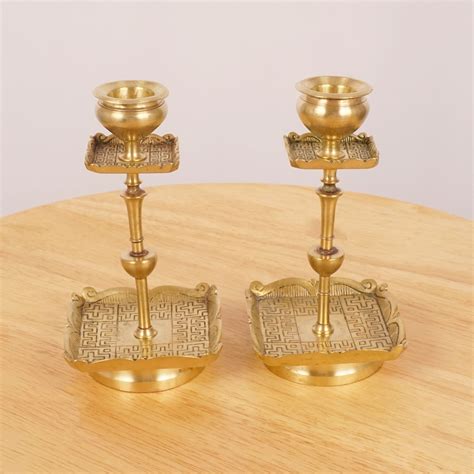 51 tall 7 lbs (wood base shown in picture sold separate) 2 Candle Holders / Candlestick holders || Square tray ...