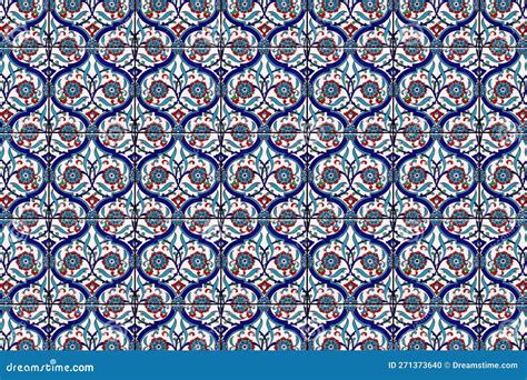Ottoman Iznik Tiles Design With Wall And Dome For Mosques Stock