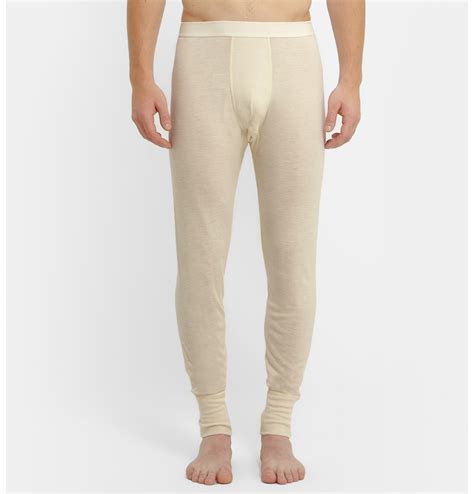 Sunspel Wool And Silk Blend Thermal Long Johns In White For Men Lyst