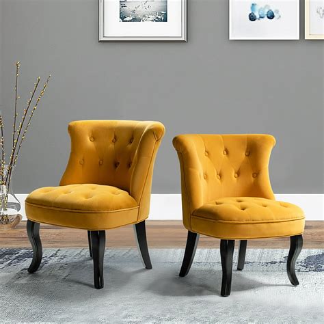 Mid Century Modern Velvet Accent Chair For Living Room Set Of 2 In