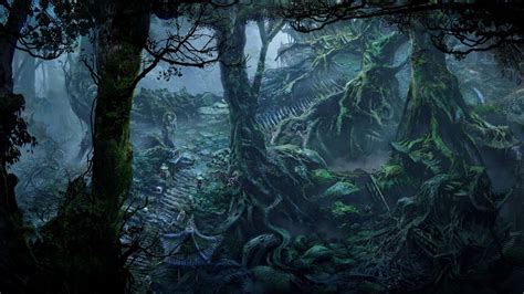 Illustration Of Green Trees Fan Art Fantasy Art Forest Hd Wallpaper Wallpaper Flare