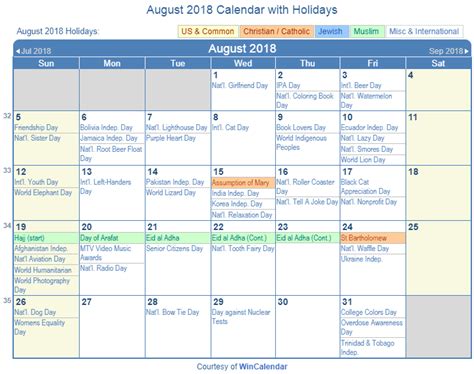 Get an august 2021 calendar with holidays in your hand and fill in the days of august and see the free days first. Print Friendly August 2018 US Calendar for printing