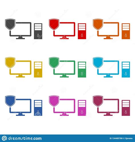 Cyber Risks Icon Data And Network Protection Color Set Stock Vector
